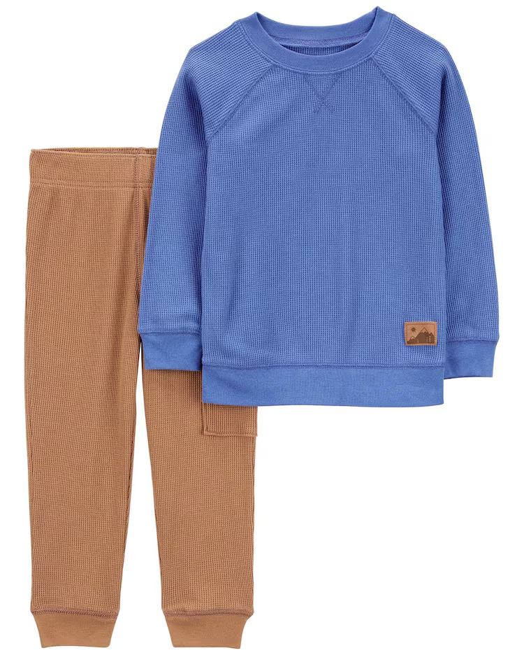 Conjunto longo de moletom infantil 2 peças texturizado multicor | Carter's